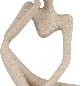 Sandstone Resin Thinker Style Abstract Sculpture Statue Collectible Figurines Home Office Bookshelf Desktop Decor(Small Sandstone,Left)
